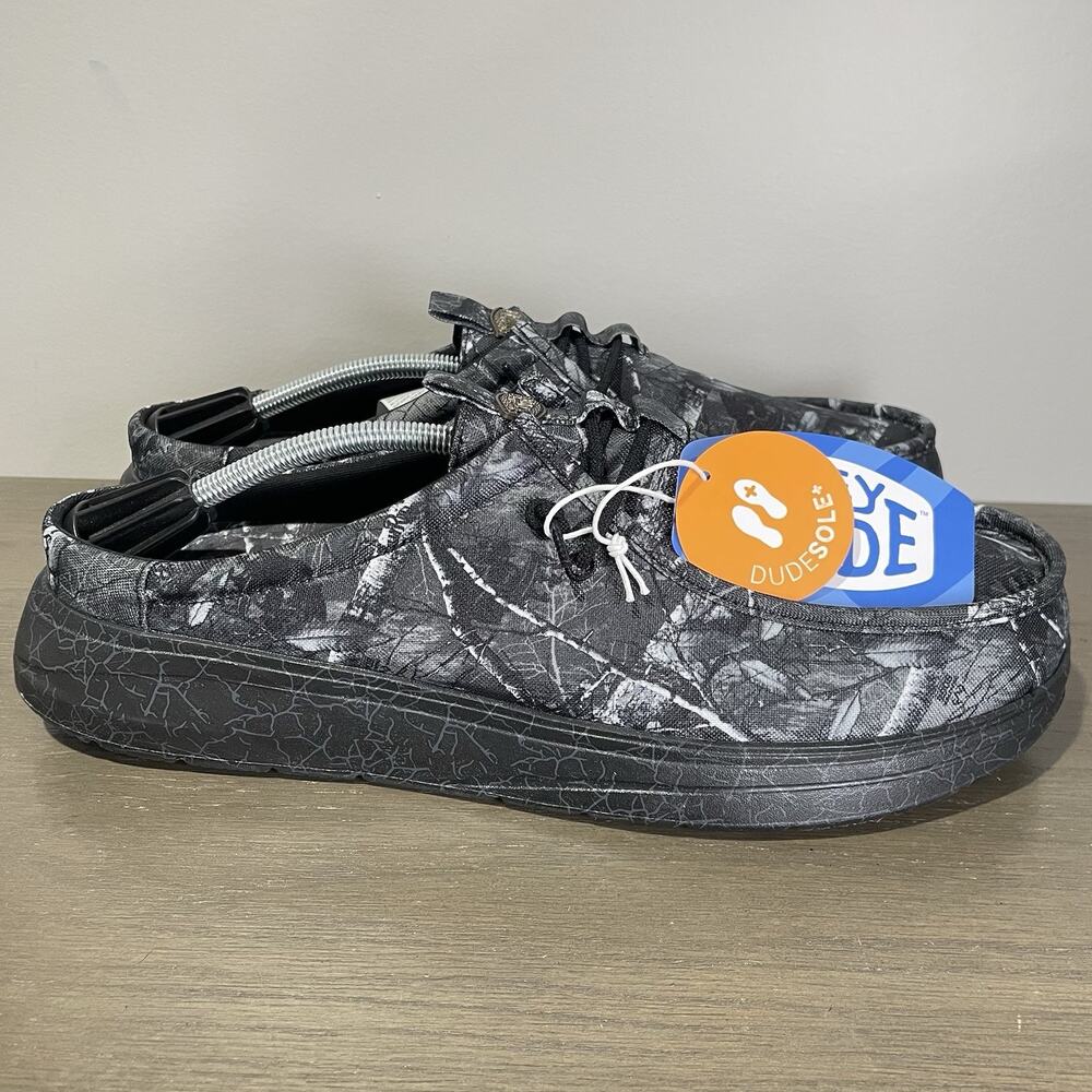 Jelly Roll Hey Dude Mens Size 14 Slides NEW Realtree Edge Wally Black Camo Shoes